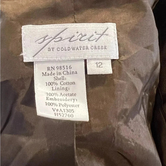 Women’s Embroidered Brown Jacket‎ Sz 12 Spirit By Cold Water Creek Western - Picture 3 of 3